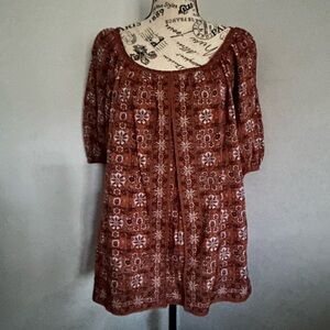 Max Studio Rust/Floral Tunic Top